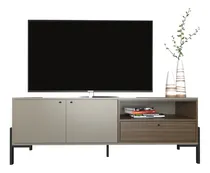 Comprar Rack Modular Mesa Tv Led Moderno Patas Hierro Metal Wood Color Gris Nogal