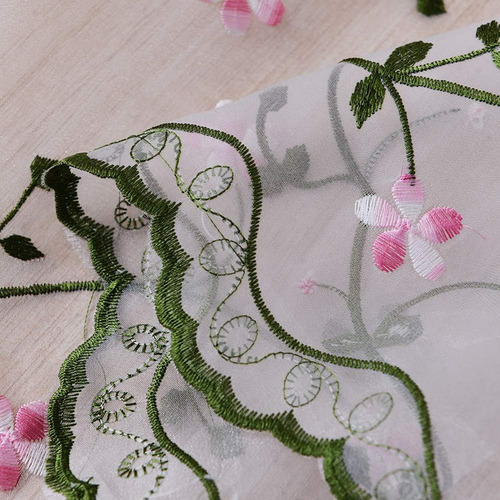 0.8*1m Garden Floral Embroidered Voile Curtain