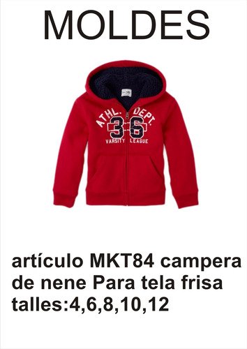 Moldes En Carton Para Campera De Nene Para Tela Frisa 4,6,8,10,12