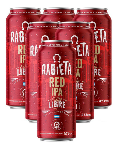 Cerveza Rabieta Red Ipa 473cc Pack X 6 Latas