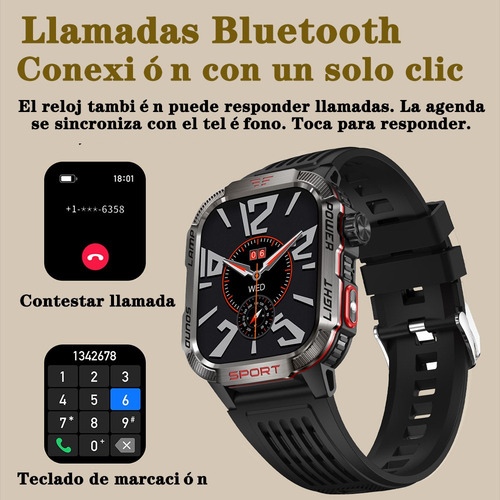 Smart Watch Hombre Bluetooth Llamada Compass Torch
