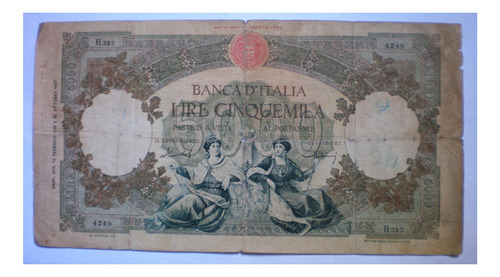 Billete Italia 5000 Liras 1947 Medusa -moneda Estampilla 