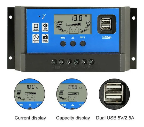 Imagen 1 de 4 de Controlador De Carga Solar 30a