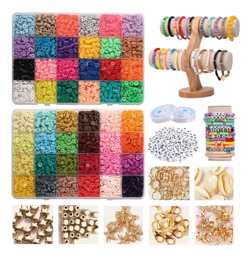  Kit de fabricación de pulseras, 6800 piezas, kit de pulseras de  cuentas, artes y manualidades para niños, kit de fabricación de joyas,  manualidades para niñas y adultos, juguetes para hacer pulseras, 