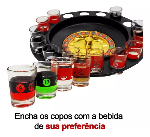 JOGO CASSINO ROLETA SHOT 16 COPOS BEBIDAS DRINK