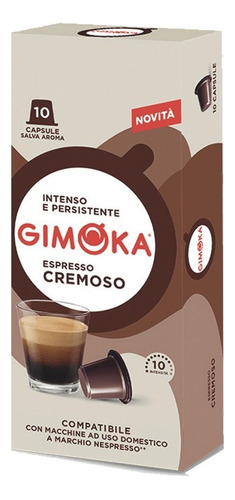 Caja de 10 capsulas café cremoso Gimoka compatibles Nespresso