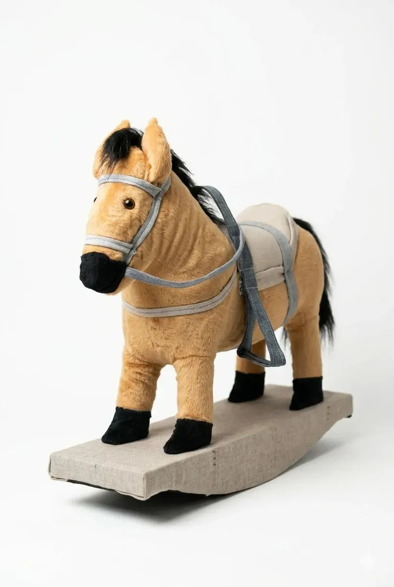Cavalo de Pelúcia Kvalinho & Cia Pônei com Balanço Madeira Caramelo