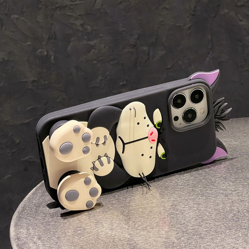 Sh Capa Silicone Lucifer Cat Para iPhone Com Suporte