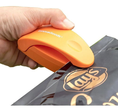 Innovagoods Mini Selladora Manual De Bolsas Con Cúter E Imán Color Naranja