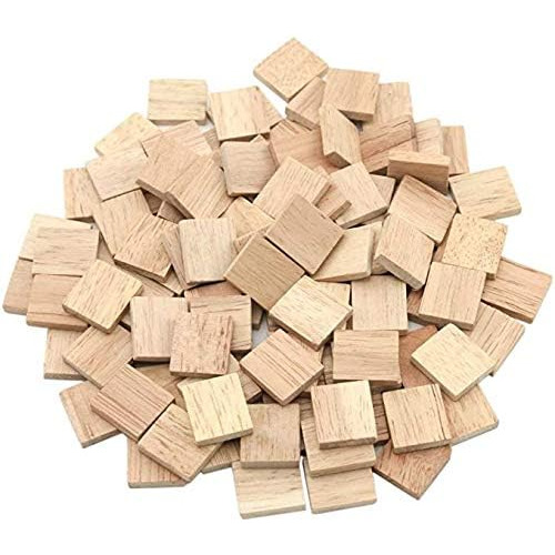 100 Pieces Wood Tiles Blank Small Letters Wall Art Deco...