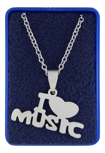 Dije I Love Music + Cadena 50cm + Estuche