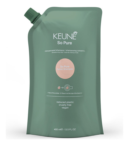 Keune So Pure Polish Shampoo Hidrata E Antifrizz Refil 400ml
