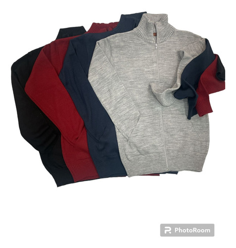 Pack X2 Sweater Campera Tejida Lisa Hombre C/bols. 4 Colores