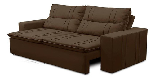 Sofá Retrátil Reclinável Com Molas 1,80m Ester Suede Marrom