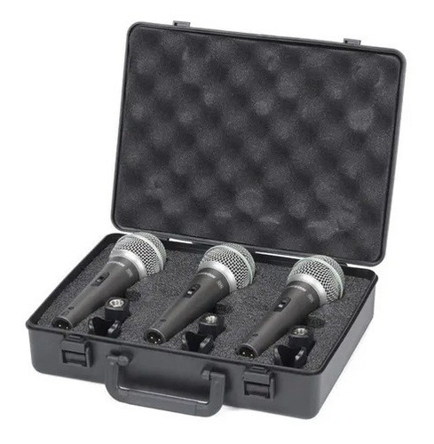 Imagem 4 de 4 de Kit Com 3 Microfones Samson Q63p Com Case + 3 Cachimbo