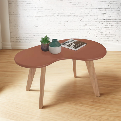 Mesa De Centro Living Curva Forma Organica 100% Mdp