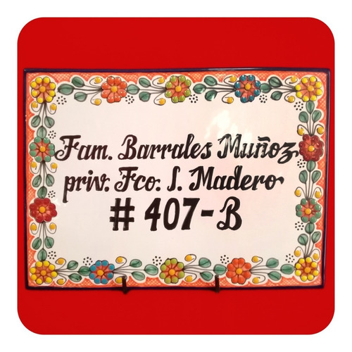 Imagen 3 de 6 de Placa Talavera Poblana Personalizada Especial 20x20 Cm Plc