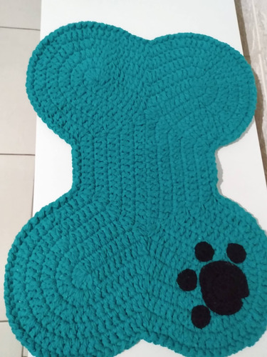 Tapete Osso Pet Crochê - Disponíveis Cores Verde E Cinza 53 Cm 37 Cm Osso Verde