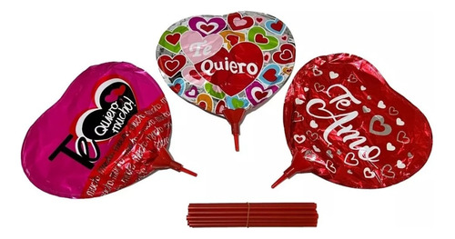 20 Globos Feliz Día San Valentín Inflado Rapido 25cm + Vari