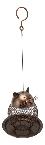 Comedero Decorativo Para Pájaros De Hierro Con Forma De Gato