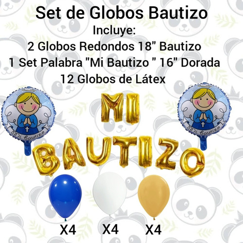 Set Globos Decoración Bautizo / Mi Bautizo / Globos Látex 