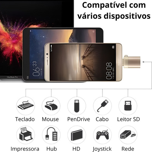 Adaptador Otg Usb Para Usb-c Para iPhone 15 iPad E Galaxy