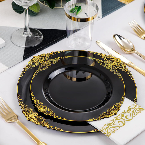 Gv Vajilla Plástico Fiesta Platos Desechables Reutilizable