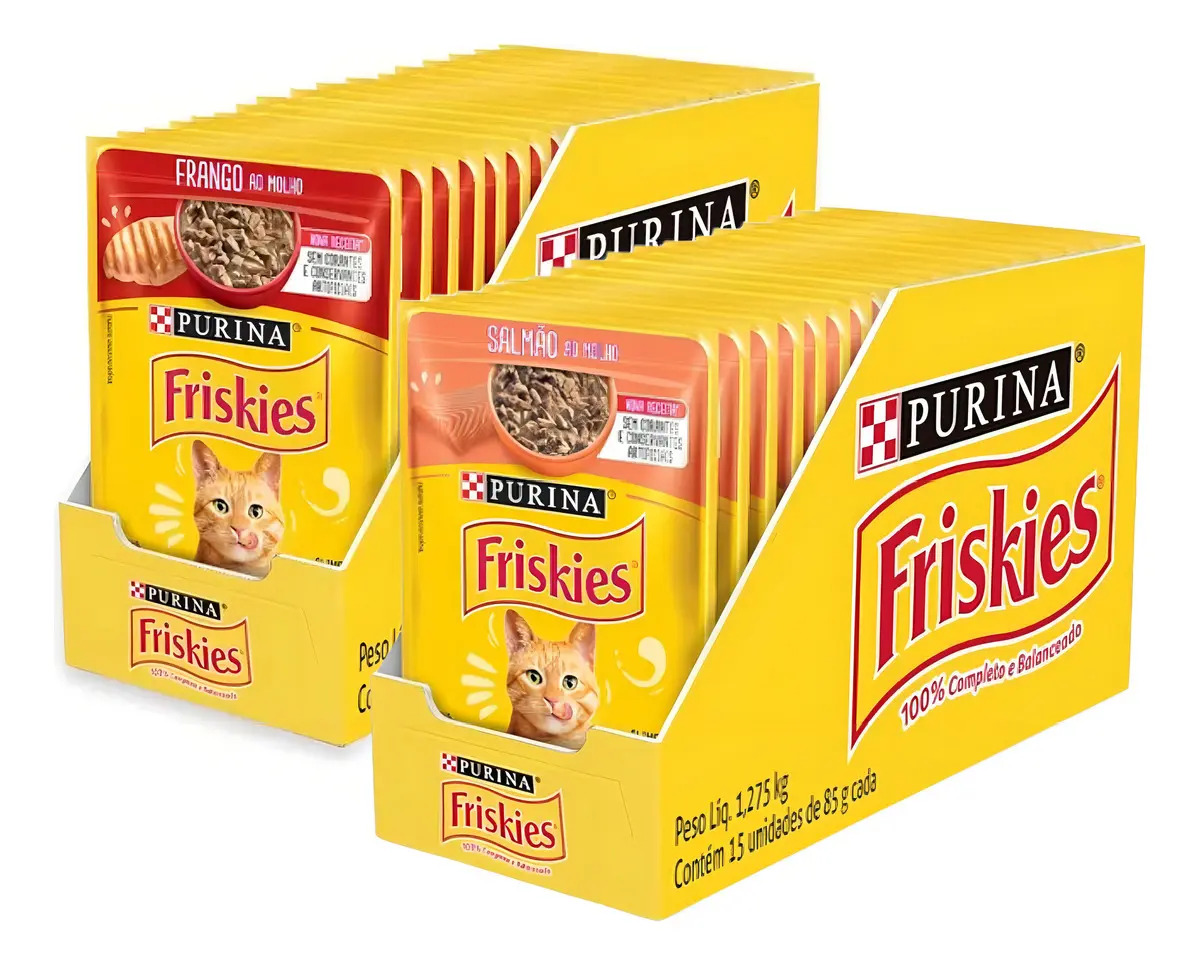 Kit 30 Friskies Gatos Ração Úmida Sachês 85g