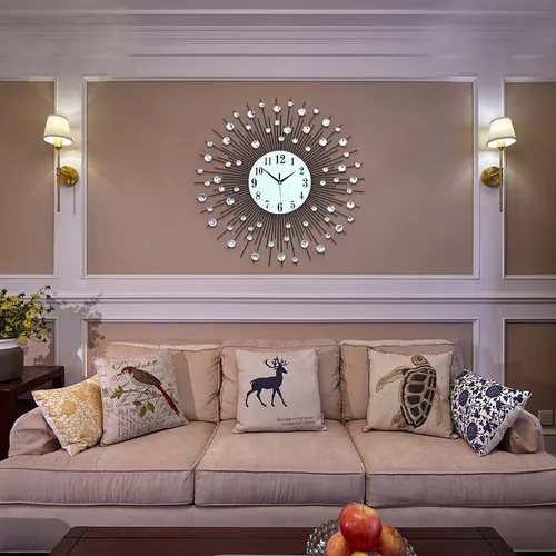 Reloj de pared grande para decoración de sala de estar, gigante, grande,  silencioso, moderno, funciona con pilas, reloj de pared de cristal para