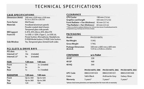 Imagen 10 de 10 de Gabinete Phanteks Enthoo Evolv X Vidrio Leds Rgb Digitales