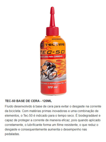 Óleo Lubrificante Corrente Tectire Tec 50 Bio Cera Bike 120m