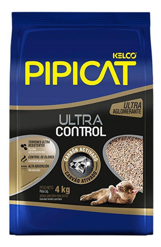 Areia Sanitária Kelco Pipicat Ultra Control Para Gatos 4kg