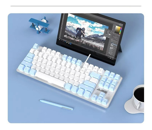 Imagen 5 de 5 de Teclado Mecánico Blanco/azul Switch Black- Ajazz Ak40