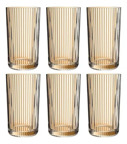 comprar Jogo De 6 Copos Altos 420ml Âmbar Graffiato Hauskraft