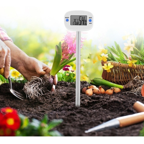 Imagen 8 de 10 de Termómetro De Suelo Lcd Higrómetro Sonda Temperatura Electró