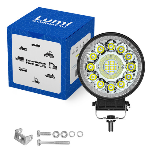 Kit 8 Refletor Luminário Farol 99w Led Redondo Cor Da Carcaça Preto Cor Da Luz Branco Frio 6500k 12v/24v