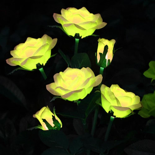Paquete De 2 Lámparas Solares Para Jardín, Flores De Exterio