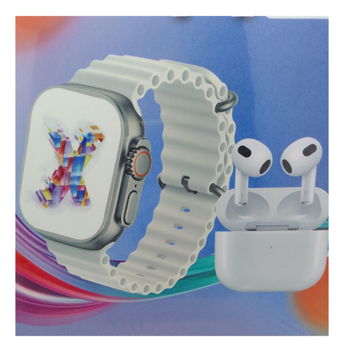 Kit De Smartwatch Y Earphones 7 Extensibles Con Cargador Plateado Varias Varios Plateado