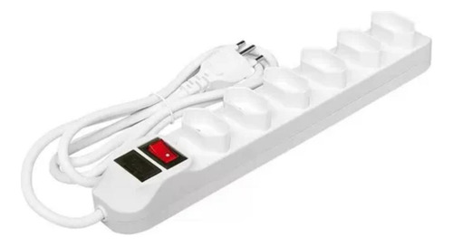 Régua Extensão 6 Tomadas Filtro Linha Fusível Branco 127/220V
