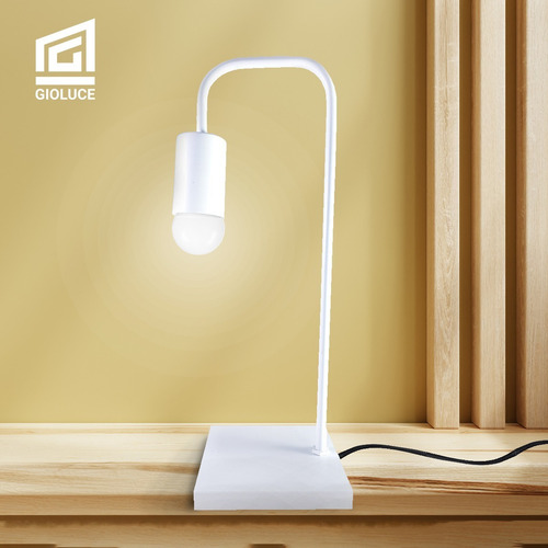 Imagen 5 de 10 de Lampara Velador Nordico Industrial Negro / Blanco Led E-27