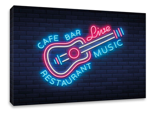 Cuadro Decorativo Canvas Café Bar Karaoke Guitarra 120x80