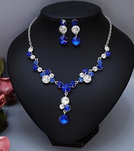 Conjunto De Joyas De Cristal Collar Y Aretes Para Novia