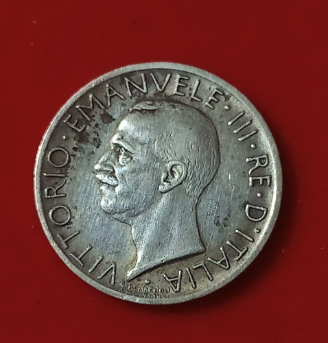 Moneda Italia 5 Liras Plata 1927 R- Km 67