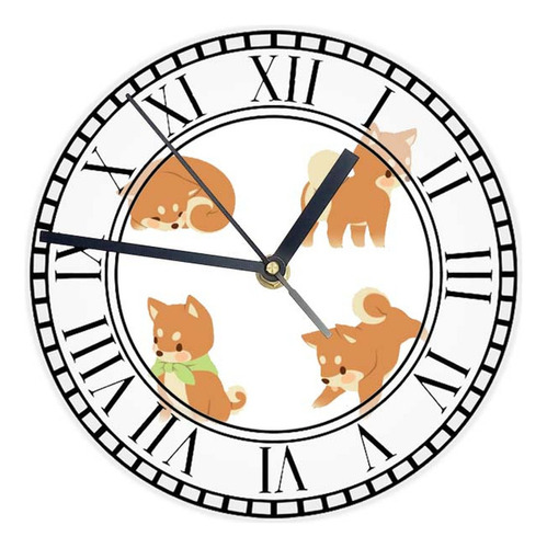 Reloj Redondo Madera Brillante Cachorros Mod 82