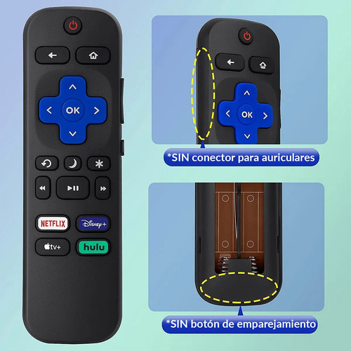 Domoko Control Remoto para Roku TV, Compatible Con Todos Los Tcl LG Onn Sharp Philips Hisense Jvc Rca Sanyo Haier Insignia Hitachi Magnabox, Con AAA Pilas y Funda Protectora