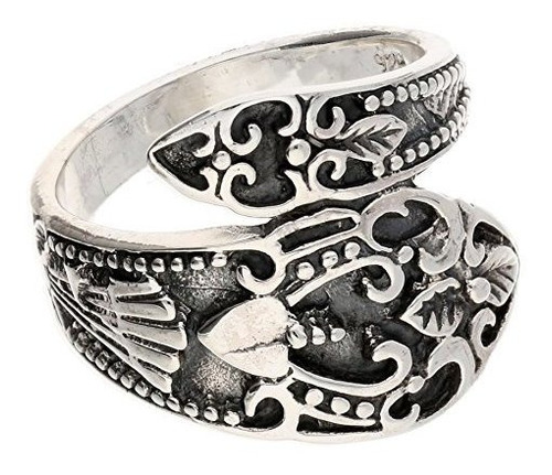 Tamaño De Plata Esterlina Anillo Antiqued Estilo Adornado Cu