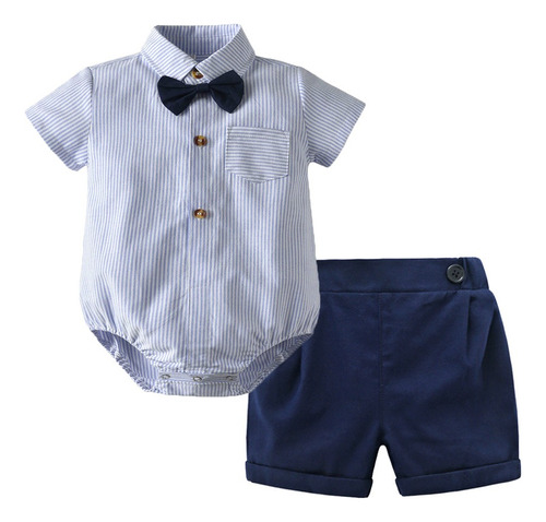 Conjunto Elegante Para Niño Bebé Traje De Fiesta Bebés Azul Claro 6-12 Meses