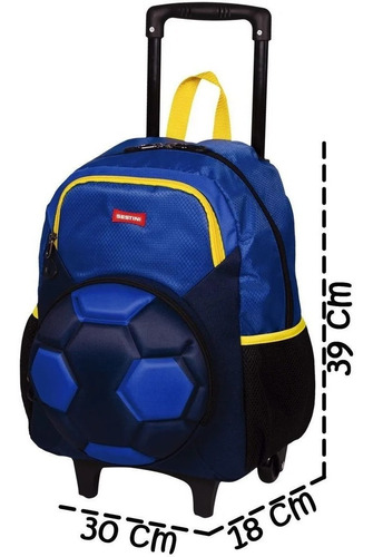 Mochila Infantil Rodinha Futebol Escolar Impermeável Sestini
