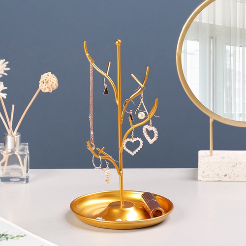 Collar Y Pendientes De Hierro Con Soporte De Árbol Para Joya