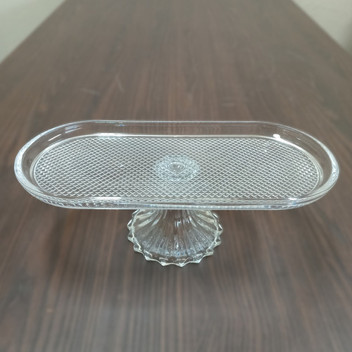 Bandeja Prato Pé Home&co Oval Vidro 12x34x16cm Transparente